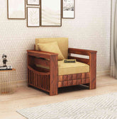 Sofia Solid Sheesham Wood Single Seater Sofa (Natural Finish)